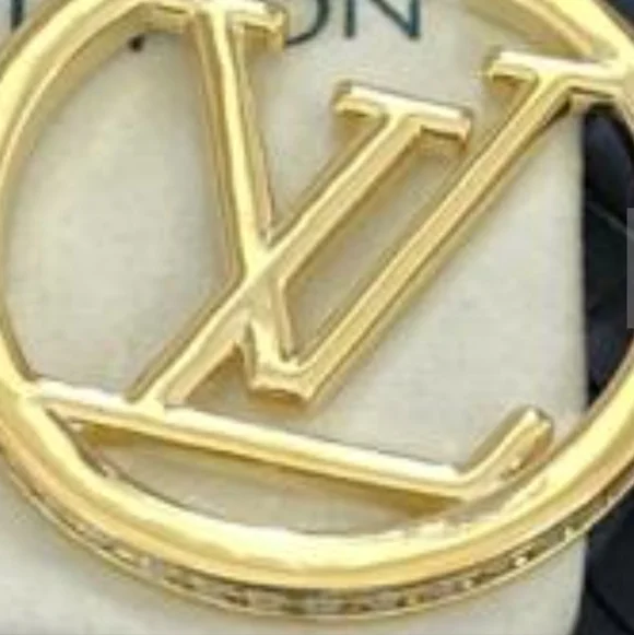 Louis Vuitton Gold Logo Pearl  Hoop Earrings NEW RARE - Picture 3 of 16